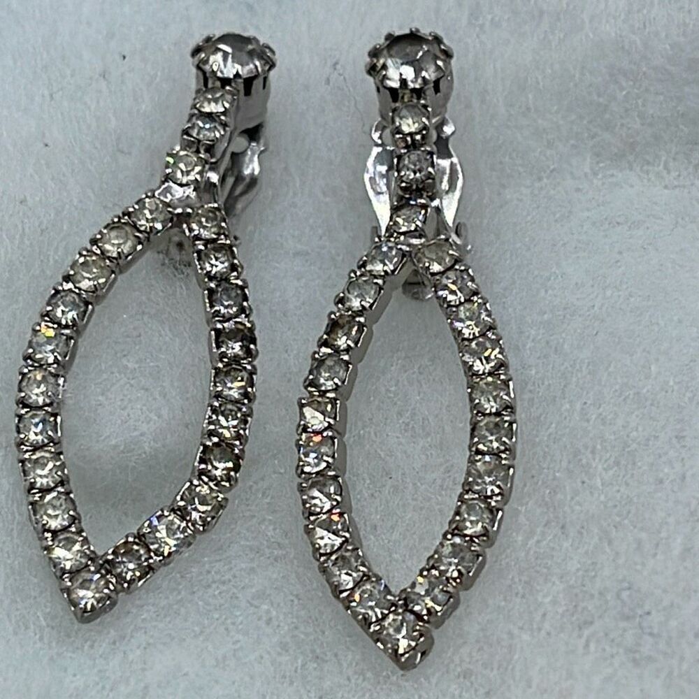 Vintage rhinestone teardrop dangle earrings